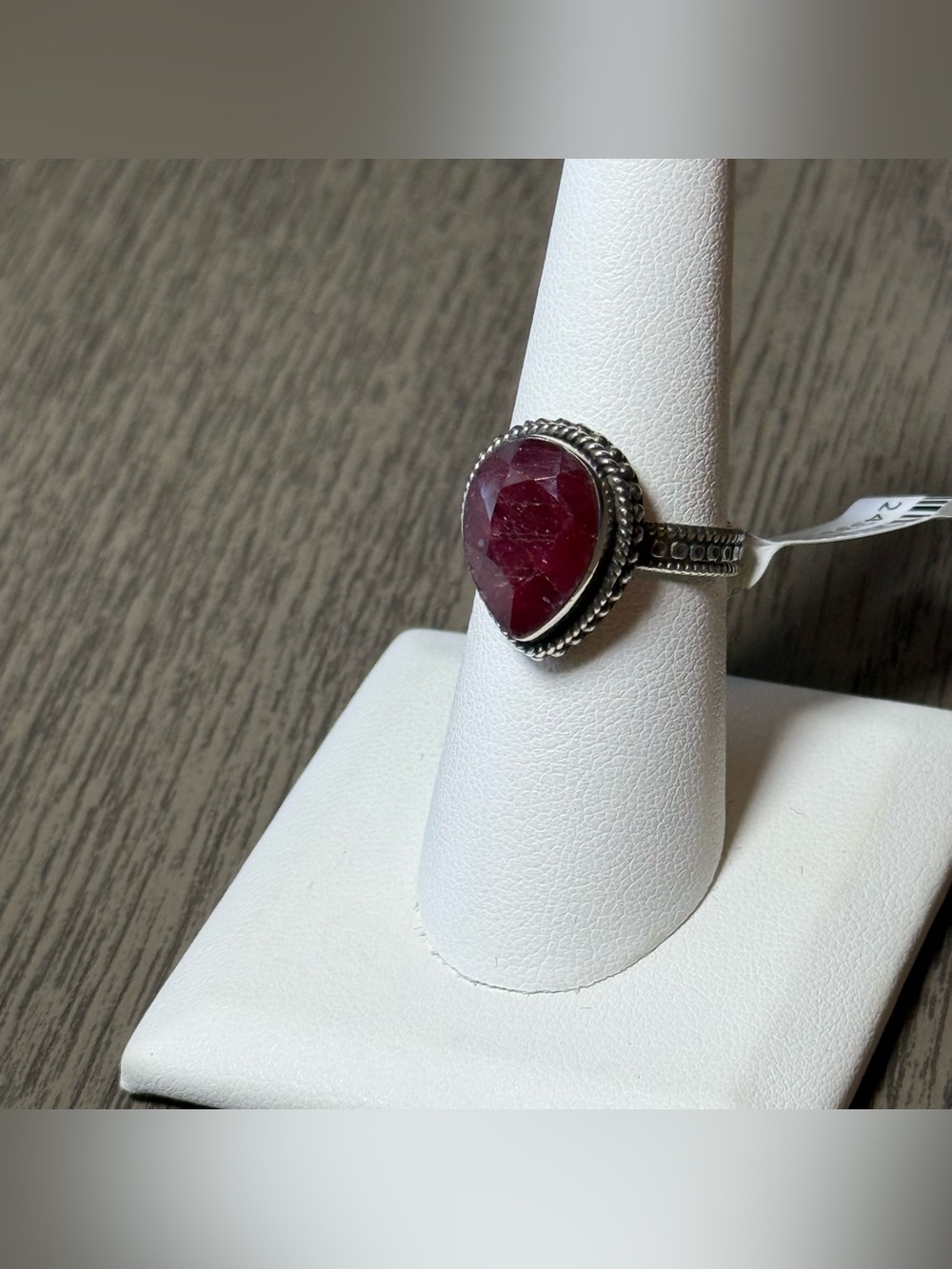 Sterling Silver Ring with Red Gemstone